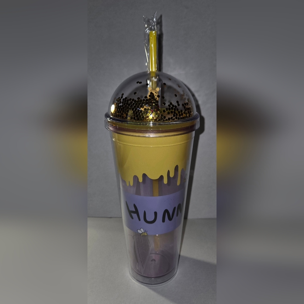 Yellow and Purple Tumbler with Straw